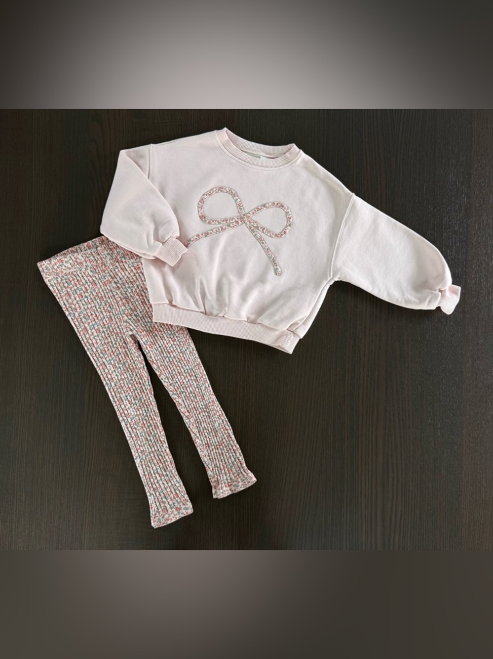 Zara Pale Pink Girls Sweatshirt with Decorative Bow